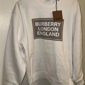 Burberry Santo Logo White Crew Neck Sweater Women’s Size Large
